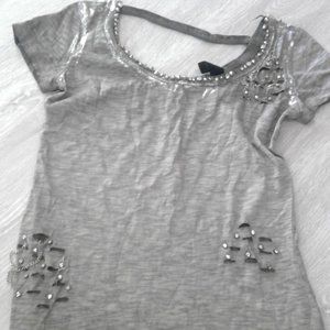 Gray Embellished Women's Top